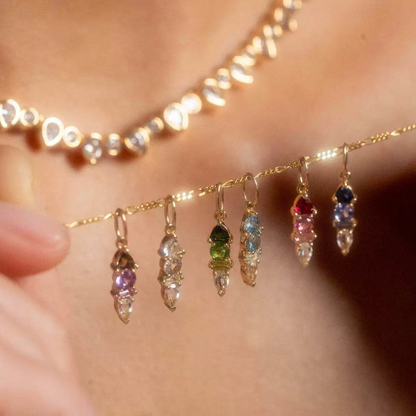 Stainless Steel Zircon Necklace Pendant With Vacuum Plating And December Birthstone For Valentine's Day