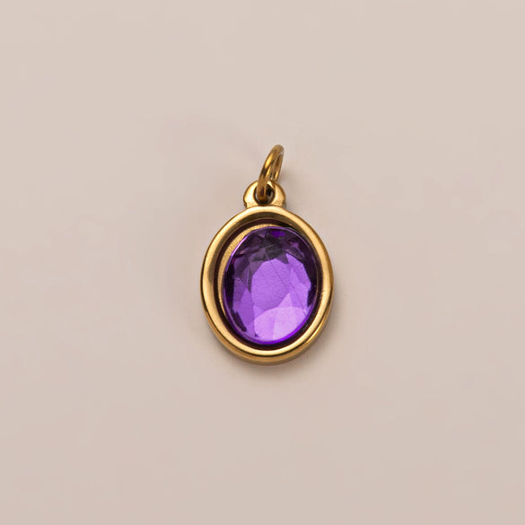 Stainless Steel Zircon Necklace Pendant With Vacuum Plating And December Birthstone For Valentine's Day