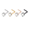 Stainless Steel Zircon Nose Ring Clawshaped Fivestar Love Sshaped Lshaped Electroplating Unisex