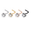 Stainless Steel Zircon Nose Ring Clawshaped Fivestar Love Sshaped Lshaped Electroplating Unisex