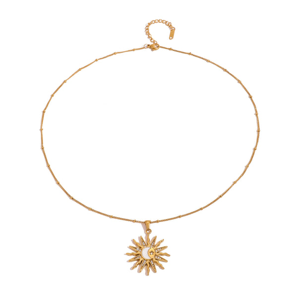 Stainless Steel Zircon Pendant Necklace Geometric Mixed Gem Inlay Electroplating Jewelry For Women