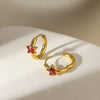 Star Birthstone Stainless Steel Earrings Set With Diamonds Geometric Style Unisex