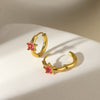 Star Birthstone Stainless Steel Earrings Set With Diamonds Geometric Style Unisex