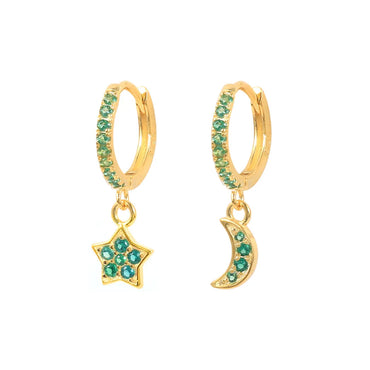 Star Moon Diamond Earrings Ear Hoop Fashion Earrings