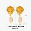 Starfish Shell Threaded Pearl Stainless Steel Earrings With Electroplating