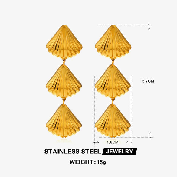 Starfish Shell Threaded Pearl Stainless Steel Earrings With Electroplating