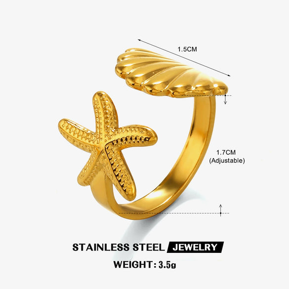 Starfish Shell Threaded Pearl Stainless Steel Earrings With Electroplating