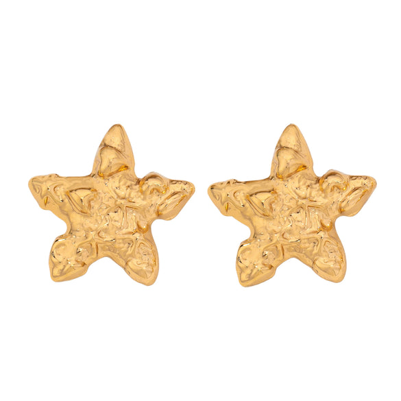 Statement Flowershaped Irregular Hammered Iron Alloy Earrings With Stainless Steel Posts And Plated Finish