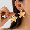 Statement Flowershaped Irregular Hammered Iron Alloy Earrings With Stainless Steel Posts And Plated Finish