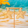 Statement Flowershaped Irregular Hammered Iron Alloy Earrings With Stainless Steel Posts And Plated Finish