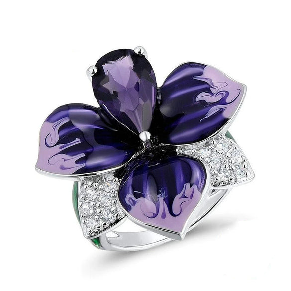 Statement Geometric Rose Petal Ring In Electroplated Metal For Women And Unisex Wear