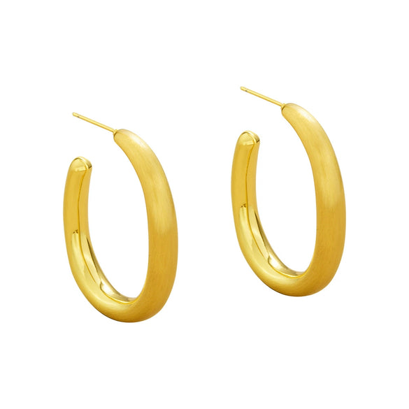 Statement Geometric Round Earrings For Women Brushed Copper With Real Gold Plating And Edgy Fashion Styling