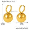 Steel Ball Earrings 316L Stainless Steel Geometric Pvd Electroplated For Women