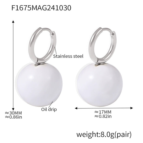 Steel Ball Earrings 316L Stainless Steel Geometric Pvd Electroplated For Women