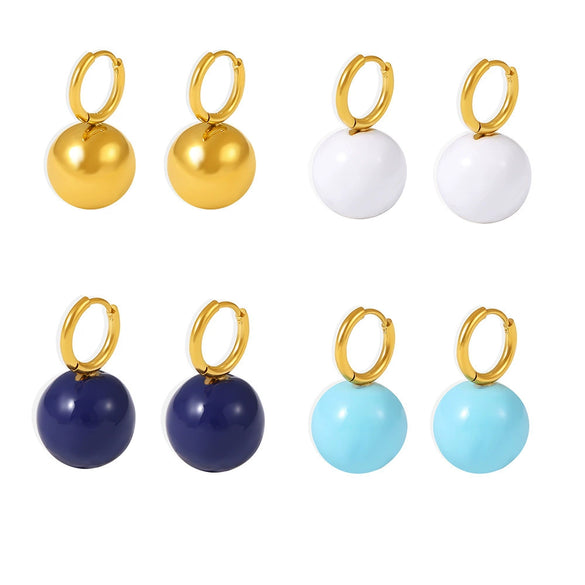 Steel Ball Earrings 316L Stainless Steel Geometric Pvd Electroplated For Women