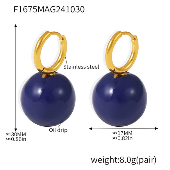 Steel Ball Earrings 316L Stainless Steel Geometric Pvd Electroplated For Women