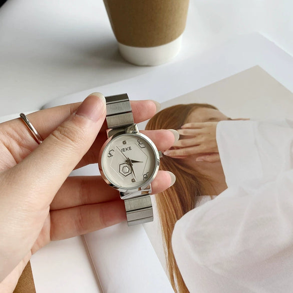 Steel Belt Quartz Watch Alloy Case Ordinary Glass Mirror Cold Style Retro Artistic For Female Students