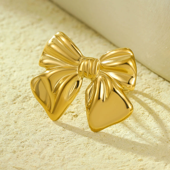 Steel Bow Ring And Scarf Buckle With Electroplating Fashion For Women