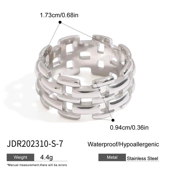 Steel Color Ring Titanium Steel Non Fading Light Luxury High End Jewelry Geometric Shape Stainless Steel Ring With Electroplating For Women