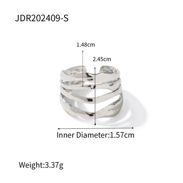 Steel Color Ring Titanium Steel Non Fading Light Luxury High End Jewelry Geometric Shape Stainless Steel Ring With Electroplating For Women