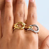 Steel Geometric Open Ring Electroplated Light Luxury Style