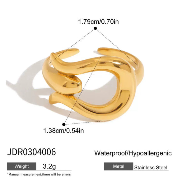 Steel Geometric Open Ring Electroplated Light Luxury Style