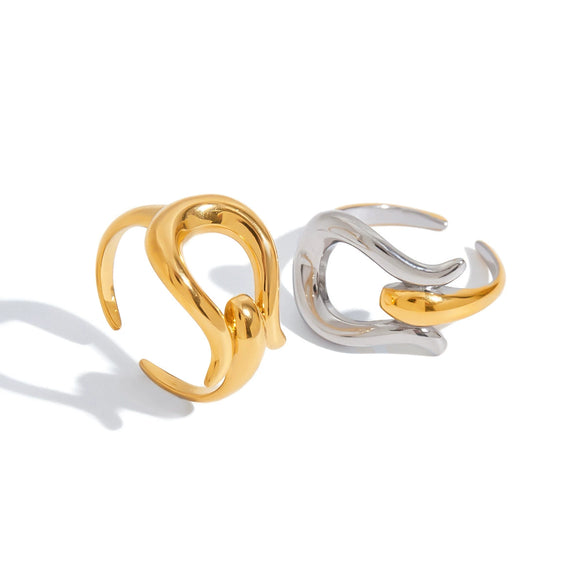 Steel Geometric Open Ring Electroplated Light Luxury Style