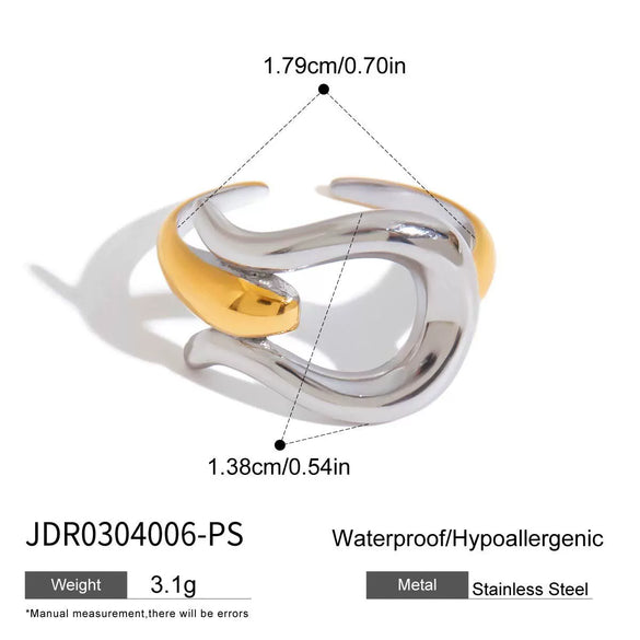 Steel Geometric Open Ring Electroplated Light Luxury Style