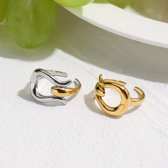 Steel Geometric Open Ring Electroplated Light Luxury Style