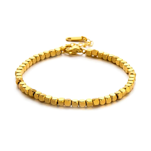Steel Normcore Style Box Chain Bracelet Inlaid With Gold Constellation Pattern For Women