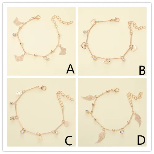 Shiny Star Heart Shape Zircon Iron Copper Wholesale Bracelets