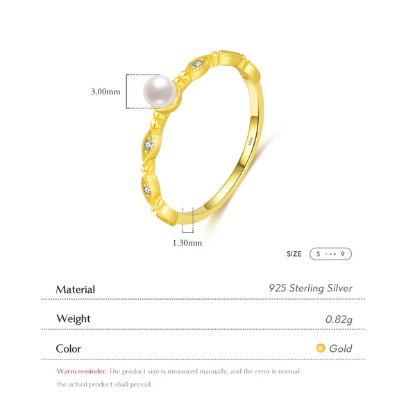 Sterling Silver 14K Gold Plated Elegant Glam Sweet Epoxy Inlay Geometric Artificial Pearls Crystal Rings