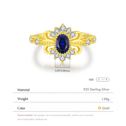 Sterling Silver 14K Gold Plated Elegant Retro French Style Plating Inlay Crown Zircon Rings