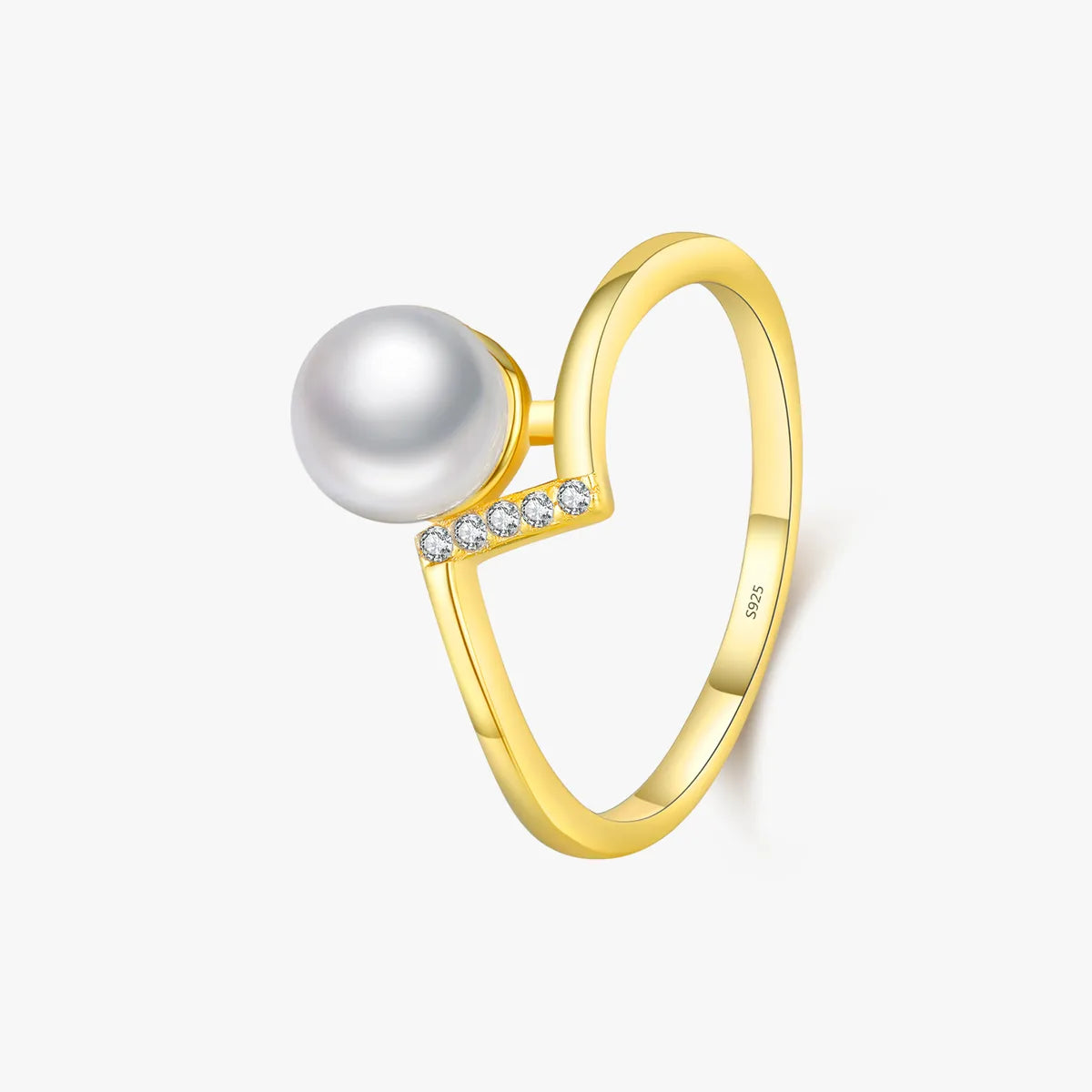 Sterling Silver 14K Gold Plated Elegant Simple Style Plating Inlay Geometric Artificial Pearls Zircon Rings