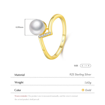 Sterling Silver 14K Gold Plated Elegant Simple Style Plating Inlay Geometric Artificial Pearls Zircon Rings