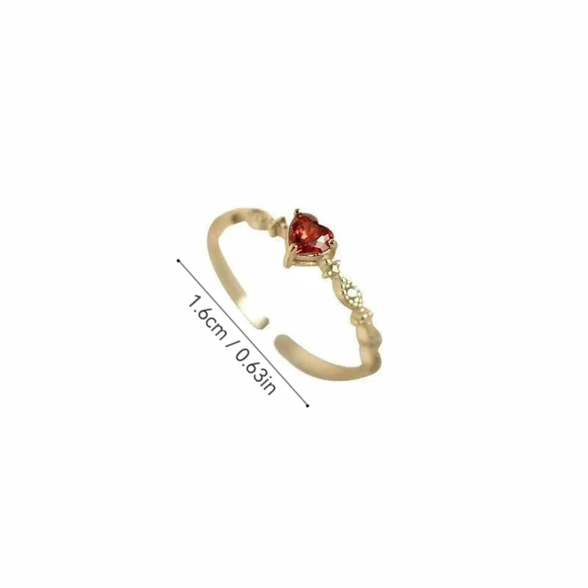 Sterling Silver 14K Gold Plated Inlay Heart Shape Zircon Open Rings