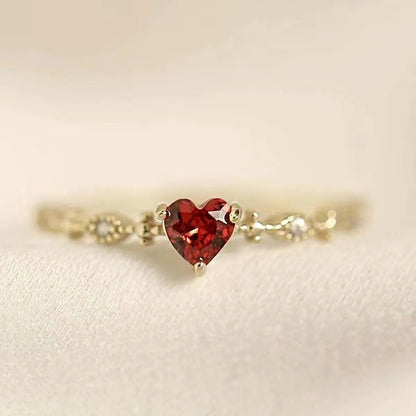 Sterling Silver 14K Gold Plated Inlay Heart Shape Zircon Open Rings