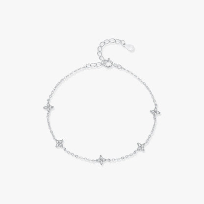 Sterling Silver 14K Gold Plated Rhodium Plated Inlay Four Leaf Clover Zircon Bracelets