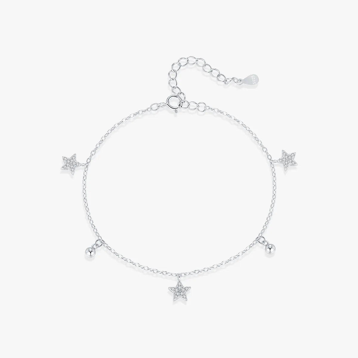 Sterling Silver 14K Gold Plated Rhodium Plated Inlay Star Zircon Bracelets