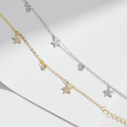 Sterling Silver 14K Gold Plated Rhodium Plated Inlay Star Zircon Bracelets