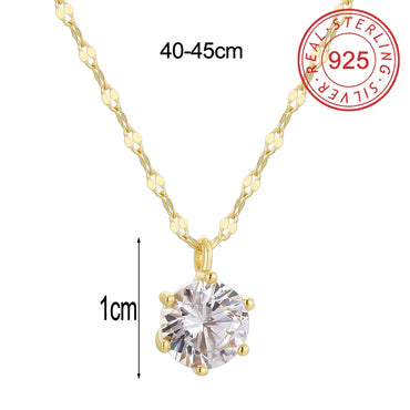 Sterling Silver 14K Gold Plated Simple Style Commute Inlay Circle Star Shell Zircon Pendant Necklace