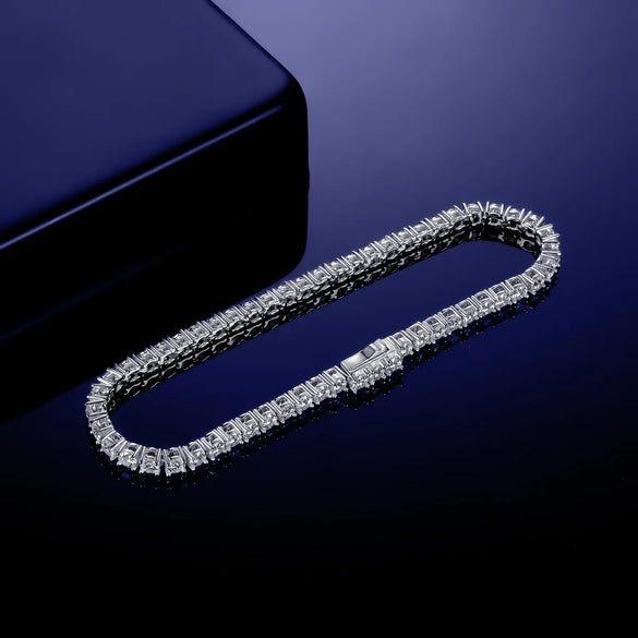 Sterling Silver 18K Gold Plated Casual Classic Style Round Plating Inlay Moissanite Tennis Bracelet