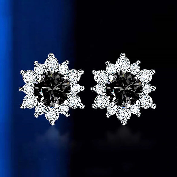 Sterling Silver 18K Gold Plated Inlay Geometric Moissanite Ear Studs