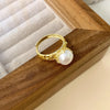 Sterling Silver 18K Gold Plated White Gold Plated Elegant Glam Luxurious Polishing Plating Hollow Out Round Pearl Open Rings