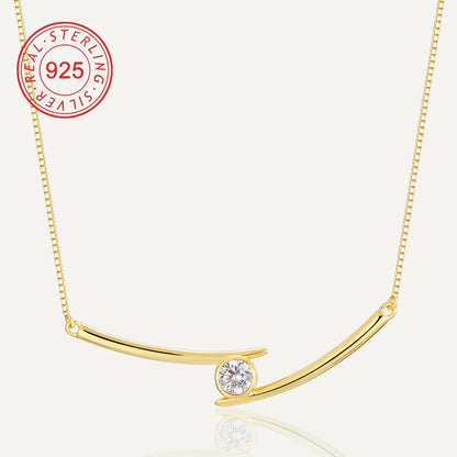 Sterling Silver 18K Gold Plated White Gold Plated Gold Plated 0.05 M Simple Style Classic Style Plating Inlay Solid Color Natural Stone Zircon Pendant Necklace