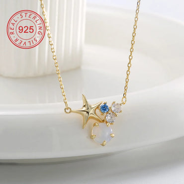 Sterling Silver 18K Gold Plated White Gold Plated Gold Plated 0.05 M Simple Style Classic Style Plating Inlay Solid Color Natural Stone Zircon Pendant Necklace