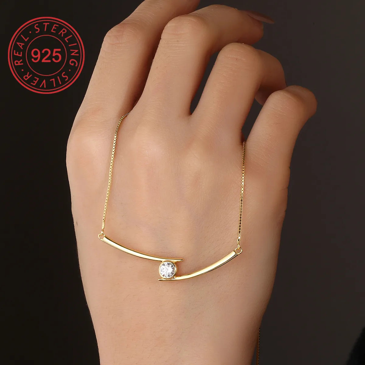 Sterling Silver 18K Gold Plated White Gold Plated Gold Plated 0.05 M Simple Style Classic Style Plating Inlay Solid Color Natural Stone Zircon Pendant Necklace