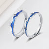 Sterling Silver Adjustable Couple Rings Geometric Star And Moon City Wall Design Electroplated Open Band Lover Gift For Men And Women