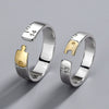 Sterling Silver Adjustable Open Couple Ring Minimalist Ruler Pattern Electroplated Fashion Jewelry
