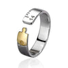Sterling Silver Adjustable Open Couple Ring Minimalist Ruler Pattern Electroplated Fashion Jewelry